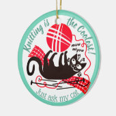 Funny kattengaren, brei-haakkerstversiering keramisch ornament (Links)