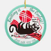 Funny kattengaren, brei-haakkerstversiering keramisch ornament (Achterkant)