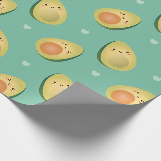 Funny Kawaii Avocados Let's Avocuddle Pattern Cadeaupapier (Hoek)