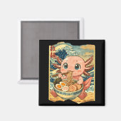 Funny Kawaii Axolotl Ramen Noodle Bowl Japanese Wa Magneet (Voorkant / Achterkant)