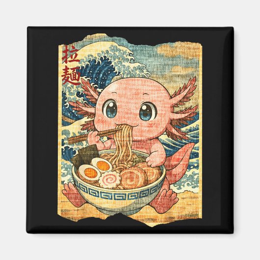 Funny Kawaii Axolotl Ramen Noodle Bowl Japanese Wa Magneet (Voorkant)