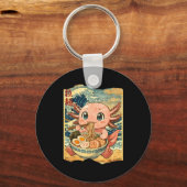Funny Kawaii Axolotl Ramen Noodle Bowl Japanese Wa Sleutelhanger (Voorkant)