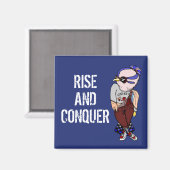 Funny Kawaii Bird Wearing Glasses Rise and Conquer Magneet (Voorkant / Achterkant)
