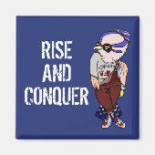 Funny Kawaii Bird Wearing Glasses Rise and Conquer Magneet (Voorkant)