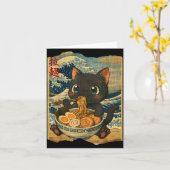 Funny Kawaii Black Cat Ramen Noodle Bowl Japanese  Kaart (Gele Bloem)