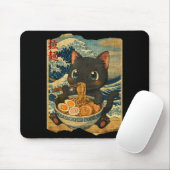 Funny Kawaii Black Cat Ramen Noodle Bowl Japanese  Muismat (Met muis)
