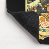 Funny Kawaii Black Cat Ramen Noodle Bowl Japanese Muismat (Hoek)