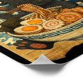 Funny Kawaii Black Cat Ramen Noodle Bowl Japanese  Poster (Hoek)