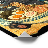 Funny Kawaii Black Cat Ramen Noodle Bowl Japanese  Poster (Hoek)