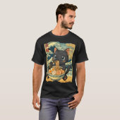 Funny Kawaii Black Cat Ramen Noodle Bowl Japanese T-shirt (Voorkant volledig)