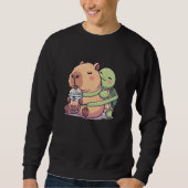 Funny Kawaii Capybara Turtle Boba Tea Cute Men Wom Trui (Voorkant)