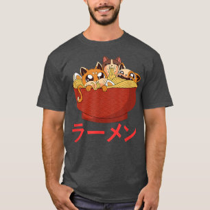 Funny Kawaii Cat Eating Ramen Noodles Japans Foo T-shirt