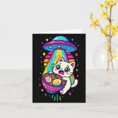 Funny Kawaii Cat Ramen Ufo Japanese Anime Women Gi Kaart (Gele Bloem)