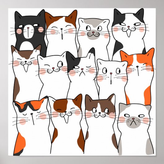Funny Kawaii Cats Poster (Voorkant)