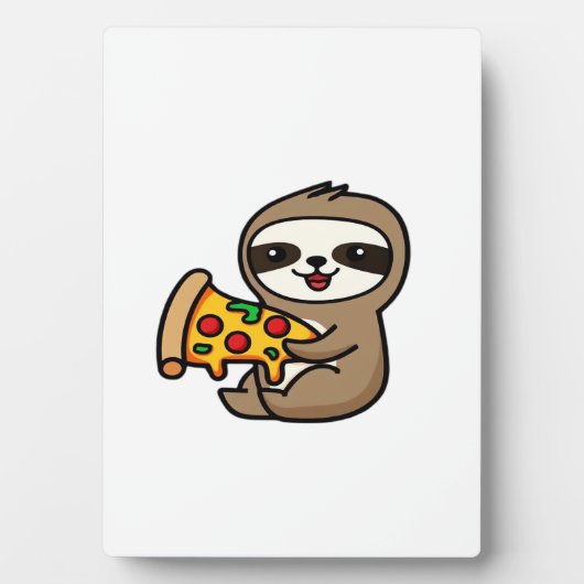 Funny Kawaii Chibi Sloth with Pizza � Cute Cartoon Fotoplaat (voorkant)