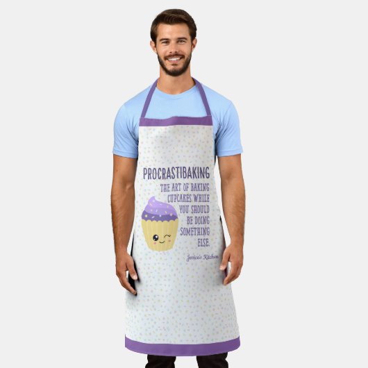 Funny Kawaii Cupcake Sprinkles Procrastibaking Schort (Gedragen)
