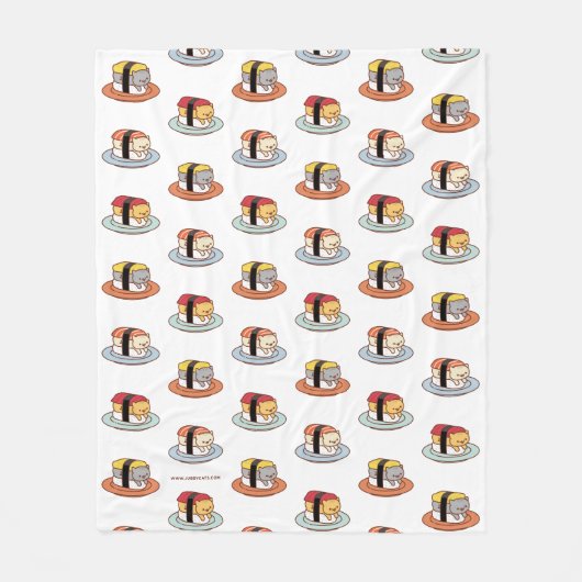 Funny Kawaii Cute Sushi Cats Fleece Blanket (Voorkant)