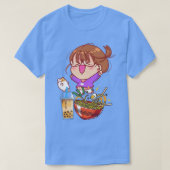 Funny Kawaii Girl Cat Eating Ramen And Boba Milk T T-shirt (Design voorkant)