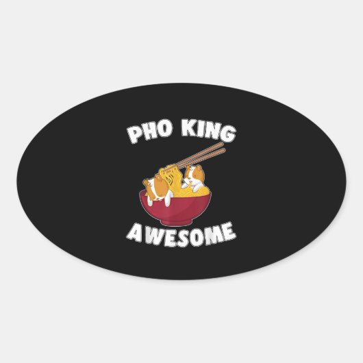 Funny Kawaii Hamster met Geweldige noedels Ovale Sticker (Voorkant)