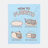 Funny Kawaii "How to Purrito" Kat Fleece Blanket (Voorkant)