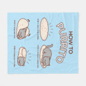 Funny Kawaii "How to Purrito" Kat Fleece Blanket Deken (Voorkant (Horizontaal))