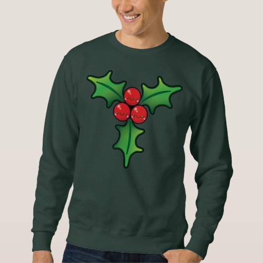 Funny Kawaii Kerstkerst Holly Berry Mannen Jumper Trui (Voorkant)