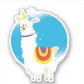 Funny Kawaii Llama Alpaca Unicorn Cute Shaped Sticker (Voorkant)