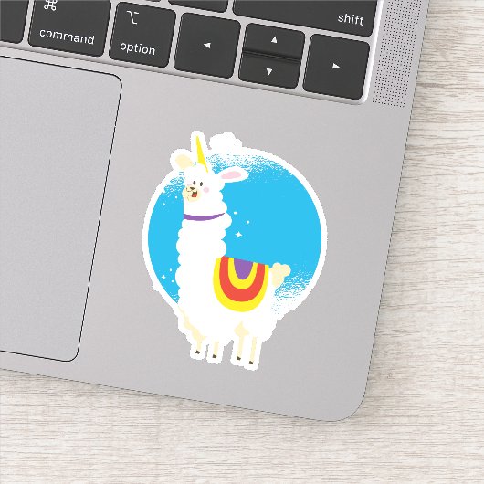 Funny Kawaii Llama Alpaca Unicorn Cute Shaped Sticker (Detail)
