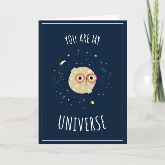 Funny Kawaii Moon Universe Constellation Valentijn Kaart (Voorkant)