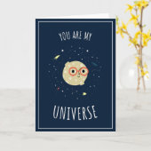 Funny Kawaii Moon Universe Constellation Valentijn Kaart (Gele Bloem)