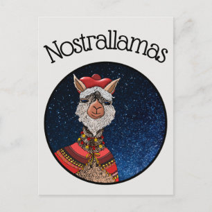 Funny Kawaii Nostradamus Llama Pun Halloween Briefkaart
