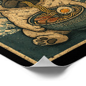 Funny Kawaii Ramen Pug Japanese Noodles Pug Eating Poster (Hoek)