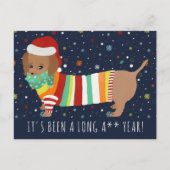 Funny Kawaii Sausage Dog Christmas 2022 Holiday Briefkaart (Voorkant)