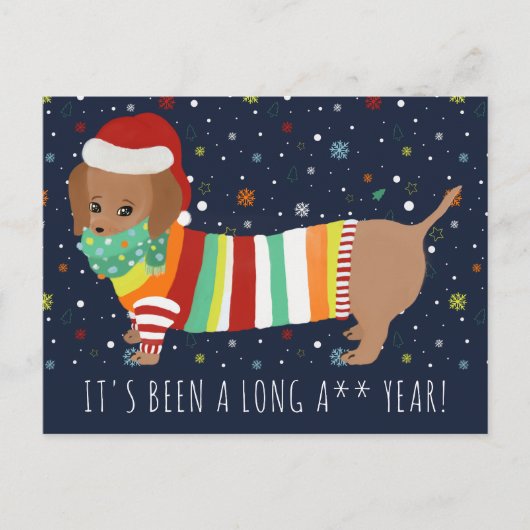 Funny Kawaii Sausage Dog Christmas 2022 Holiday Briefkaart (Voorkant)