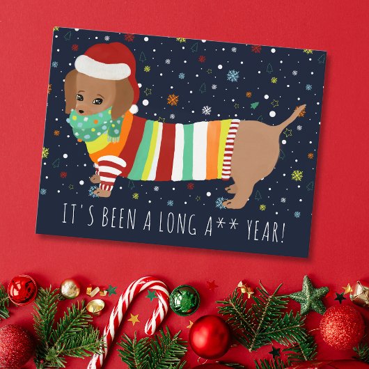 Funny Kawaii Sausage Dog Christmas 2022 Holiday Briefkaart