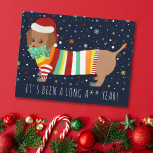Funny Kawaii Sausage Dog Christmas 2022 Holiday Briefkaart