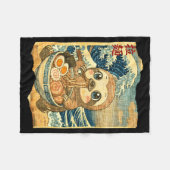 Funny Kawaii Sloth Ramen Noodle Bowl Japanese Wave Fleece Deken (Voorkant (Horizontaal))