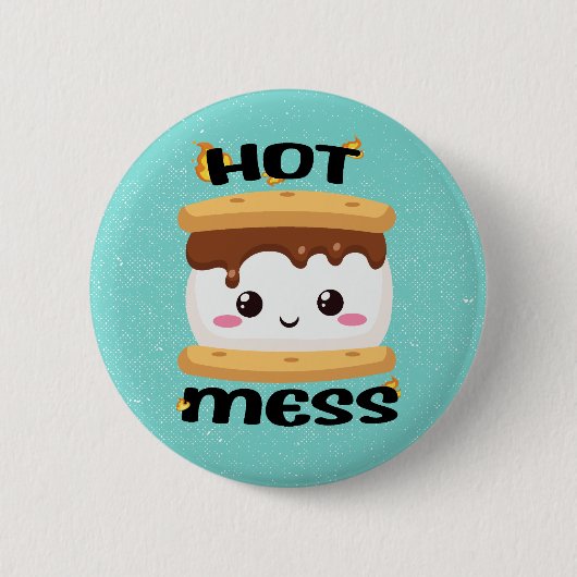 Funny Kawaii S'mores Hot Mess Ronde Button 5,7 Cm (Voorkant)