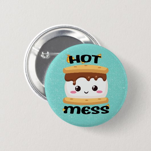 Funny Kawaii S'mores Hot Mess Ronde Button 5,7 Cm (Voorkant /achterkant)