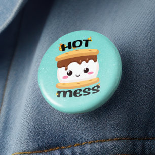 Funny Kawaii S'mores Hot Mess Ronde Button 5,7 Cm
