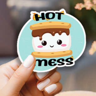 Funny Kawaii Smores Hot Mess Sticker