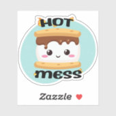 Funny Kawaii Smores Hot Mess Sticker (Vel)