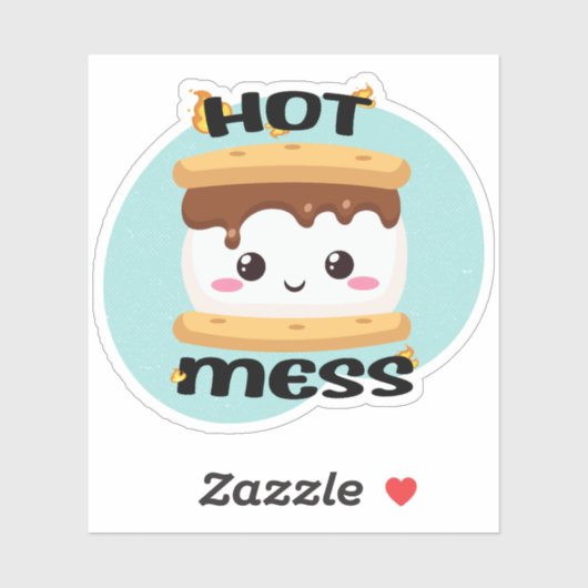 Funny Kawaii Smores Hot Mess Sticker (Vel)