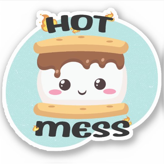 Funny Kawaii Smores Hot Mess Sticker (Voorkant)