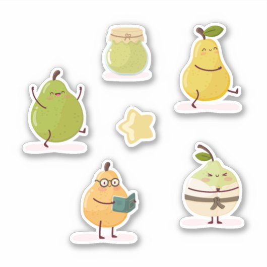 Funny kawaii-style set sticker (Voorkant)