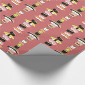 Funny Kawaii Sushi Characters Pattern | Kute food Cadeaupapier (Hoek)