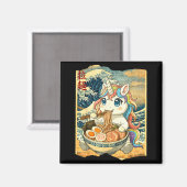 Funny Kawaii Unicorn Ramen Noodle Bowl Japanese Wa Magneet (Voorkant / Achterkant)