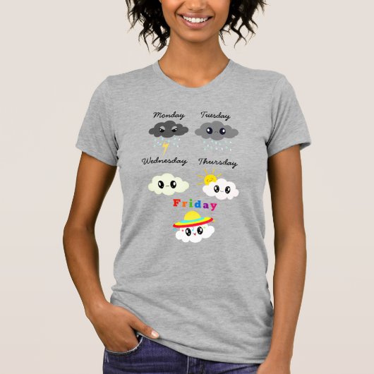 Funny Kawaii Wolken van de Week Cartoon T-shirt (Voorkant)