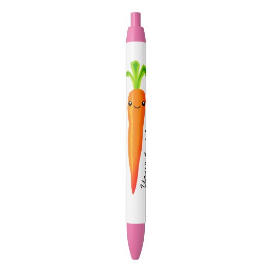 Funny kawaii worteltekening gepersonaliseerd zwarte inkt pen (Voorkant Verticaal)