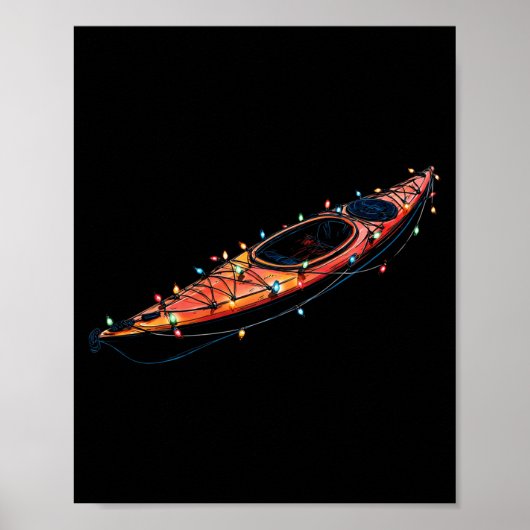 Funny Kayak Christmas Graphics Lights Lover Kayaki Poster (Voorkant)